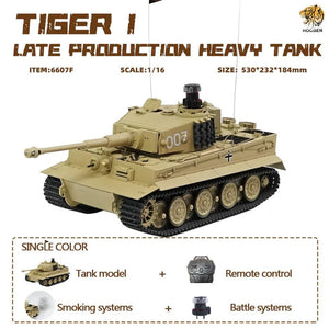 90%-100% New: Hooben 1/16 German Tiger I Late Production Michael Wittmann RC RTR Tank Standard Yellow-In Stock in US